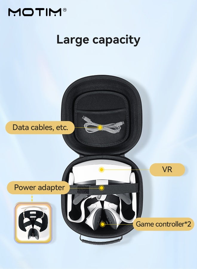 Motim Hard Carrying Case for Meta Quest 3/3S/2 VR, Portable Hard Shell Travel Case for Gaming Headset and Touch Controllers, Compact Design - Image 3